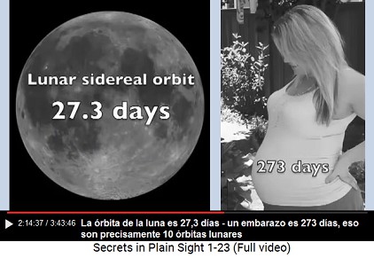 La órbita de la luna es 27,3 días - un
                        embarazo es 273 días, eso son precisamente 10
                        órbitas lunares