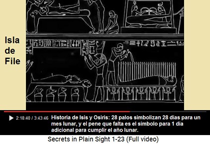 Historia de Isis y Osiris: 28 palos
                      simbolizan 28 días para un mes lunar, y el pene
                      que falta es el símbolo para 1 día adicional para
                      cumplir el año lunar a 365 días.