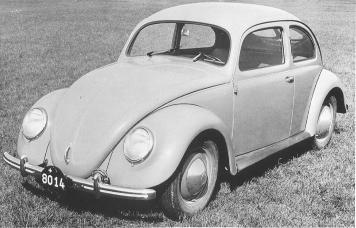 VW 1948, ein kleiner Porsche f�r
                "das Volk", nur 1000 kg schwer, 100 km/h
                schnell, und nur 1000 Reichsmark sollte er kosten.