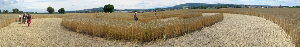 Kornkreis-Panorama, Sicht auf Corcelles und Payerne