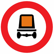 Verkehrszeichen
                              "Fahrverbot für
                              Gefahrenguttransporte"
