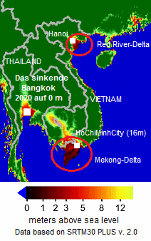 Vietnam wit a risen sea level of 1 m,
                            map