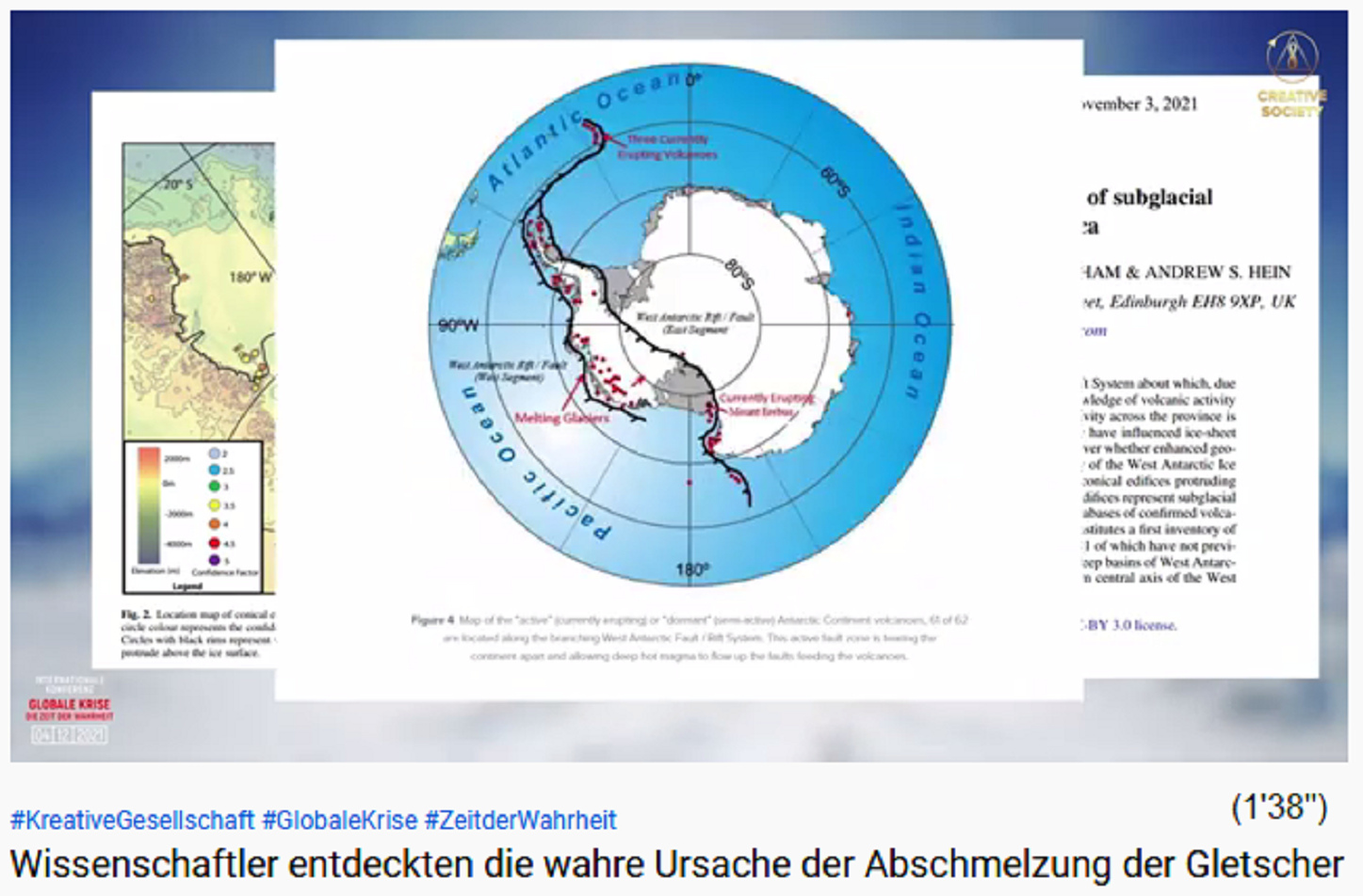 Die Vulkanzone in der West-Antarktis:
                    Da sind zwei Bruchzonen mit über 140 schlummernden
                    Vulkanen - Karte