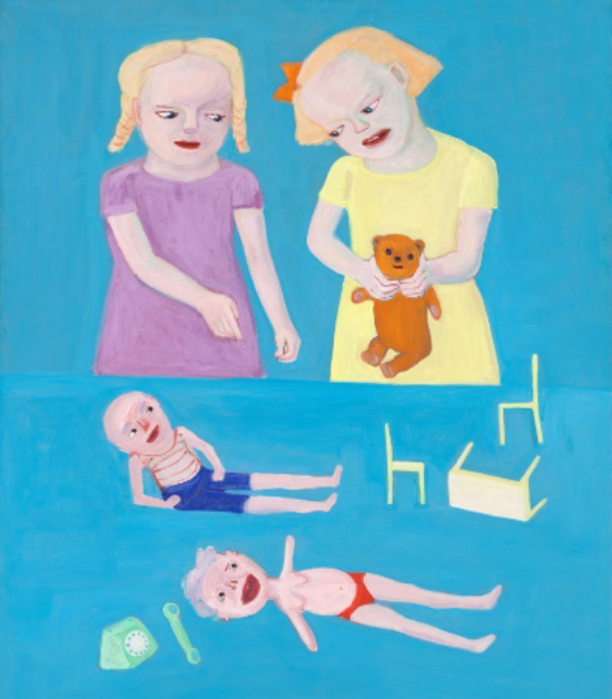 Die satanistische Malerin Lena Cronqvist:
                      Eine Frau würgt einen Teddybär und eine Figur
                      liegt in roter Badehose ohne Hände auf dem Tisch
