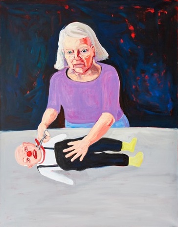 Satanistische Malerin Lena Cronqvist:
                      Alte Frau dominiert alten Mann ohne Unterarme auf
                      einem Tisch