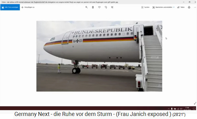 Das zweite
                            Regierungsflugzeug von Kanzlerin Merkel hat
                            den Code 16+01, was wieder 17 ergibt