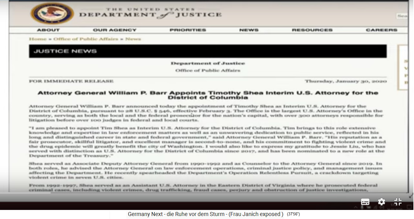 Artikel:
                        Generalstaatsanwalt Barr ernennt SHEAF für
                        Washington DC