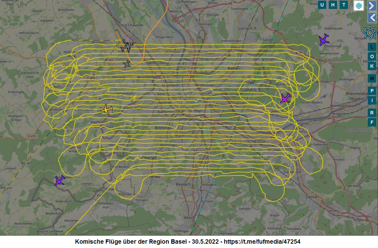 30.5.2022: Suchflüge über der Region Basel