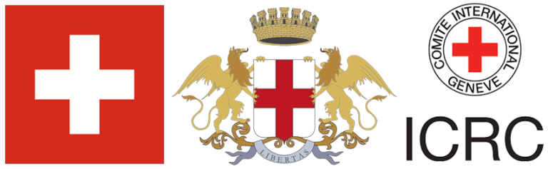Schweizer Fahne ist fast wie das
                    Wappen von Genua, und beide sind fast so wie die
                    Fahne vom Roten Kreuz